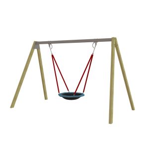 Hardhouten schommelframe met vogelnestschommel 3D