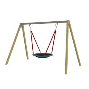 Hardhouten schommelframe met vogelnestschommel 3D