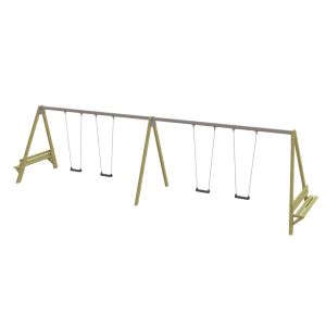 Gekoppelde schommel met hardhouten frame