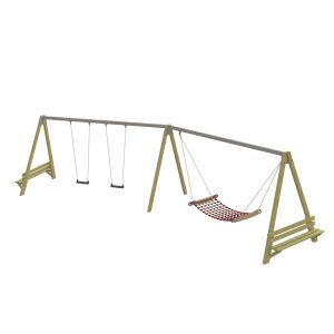 WaxedWood gekoppelde schommel met hangmatschommel