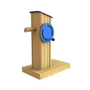 Robinia waterpomp met een draaischijf ten behoeve van een waterspel
