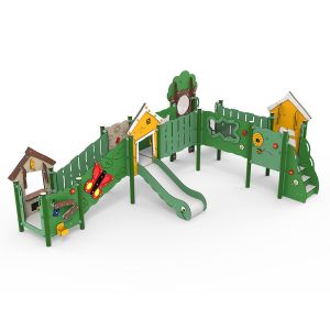Kunststof mini-speelcombinatie met vier speeltorens
