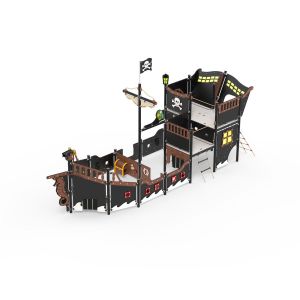 Kunststof speelschip met veel verschillende speelonderdelen