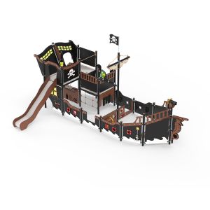 Kunststof speelschip met verschillende speelonderdelen voor schoolkinderen
